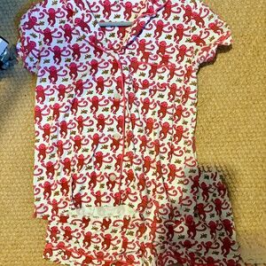 Roller Rabbit Red/PINK Monkey Print short pajamas - SIZE XS
